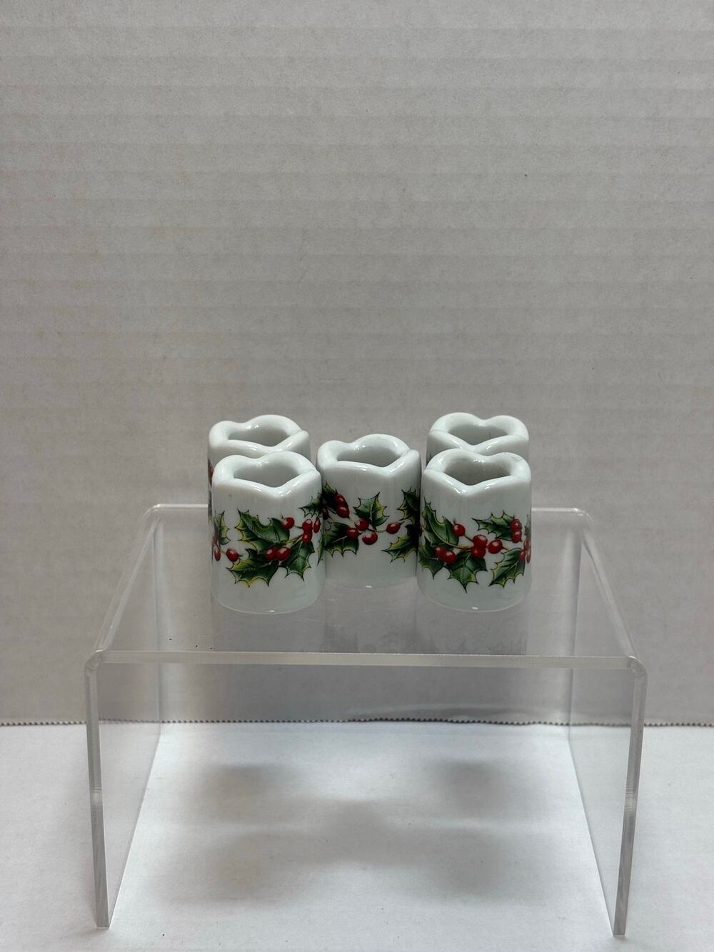 Vintage West Germany Funny Designs Mini Candle Holders Winter Holly Design